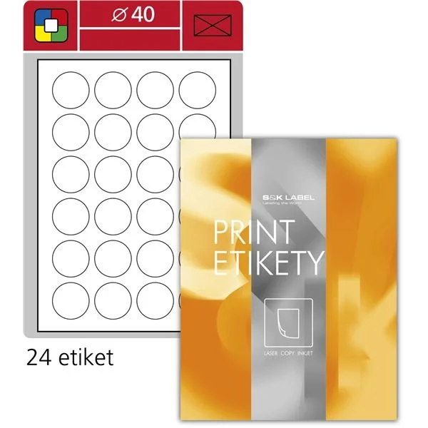 Kulaté etikety S&K Label - bílé, průměr 40 mm, 2400 ks Výhodná Nabídka