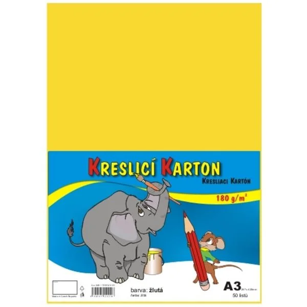 Kreslicí karton A3 - 180g/m2, 50 ks, žlutý Oblíbený