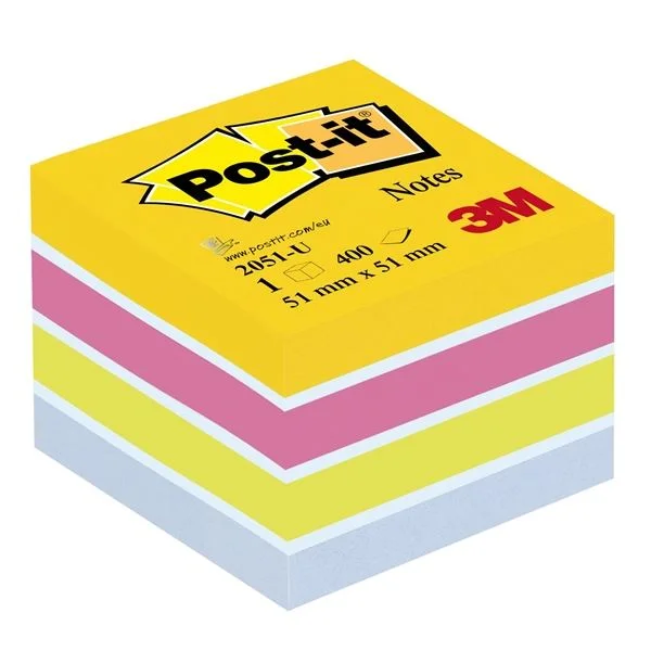Autentický Samolepící bloček Post-it - 51 x 51 mm, mix ultra barev, 400 lístků