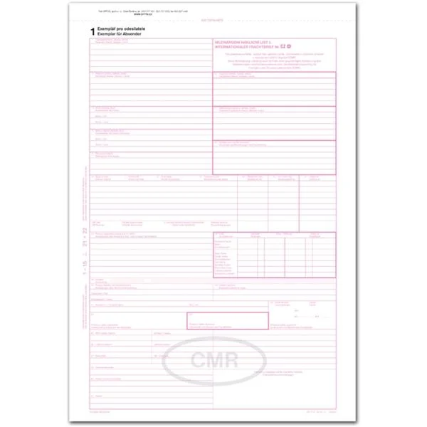 Mezinárodní nákladní list,CMR,ČJ/NJ,číslovaný,25b. Koupit Online