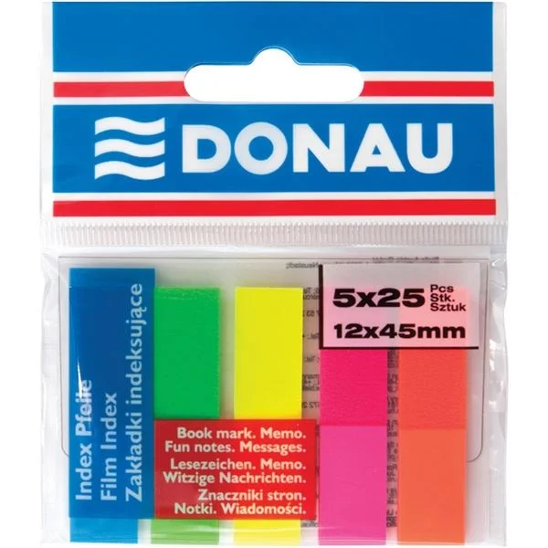 Samolepící záložky Donau fóliové - 12 x 45 mm, 5 x 25 ks Rychlé Dodání