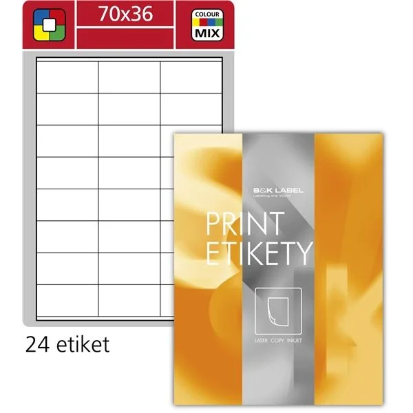 Univerzální etikety S&K Label - bílé, 70 x 36 mm, 2 400 ks Omezená Nabídka