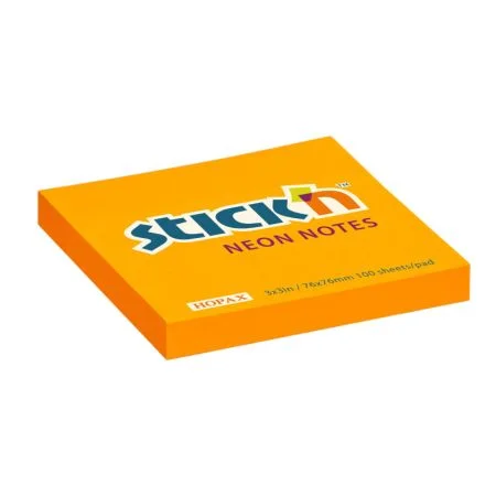 Must-Have Samolepicí bločky Stick´n by Hopax - 76 x 76 mm / 100 lístků / neon oranžová