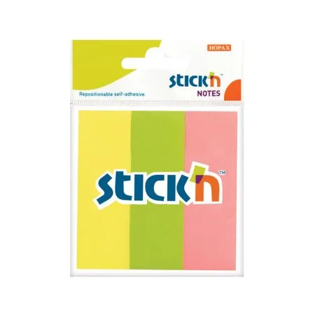 Samolepicí záložky Stick´n by Hopax - 25 x 76 mm / 3 x 50 lístků / neonové barvy Dokud Zásoby Vydrží