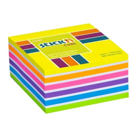 Vysoce Kvalitní Samolepicí bločky Stick´n by Hopax - 76 x 76 mm / 400 lístků / neon mix žlutá