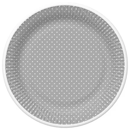 Výprodej Papírový talíř velký - White Dots on Grey