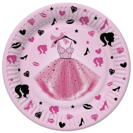 Vrácení Zdarma Papírový talíř malý - Girls Pink Party Dress