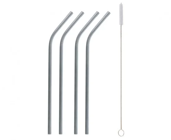 Brčko metal stříbrné zahnuté 4 ks + kartáček Značkový