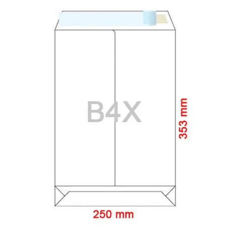 Časově Omezené Obálky B4 X 250x353 mm dno tašky bílé, samolepící, krycí páska
